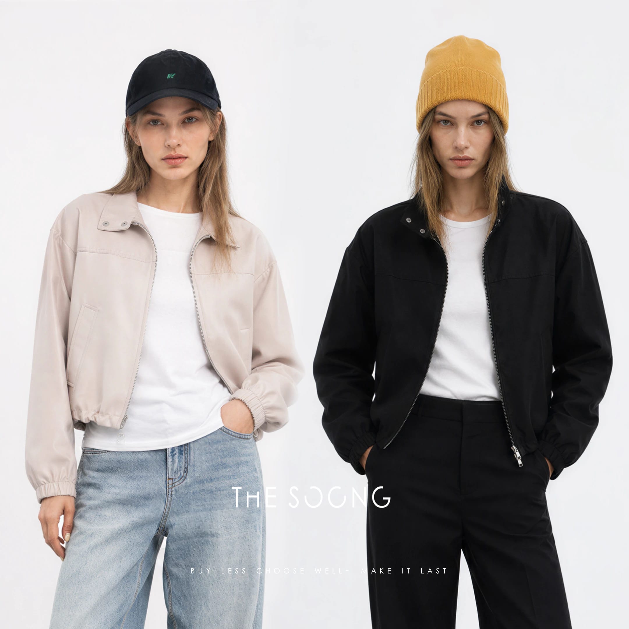 Bass Jacket Cropped Drawstring-Hem Stand-Collar Two-Way Zip Relaxed Jacket alternate view