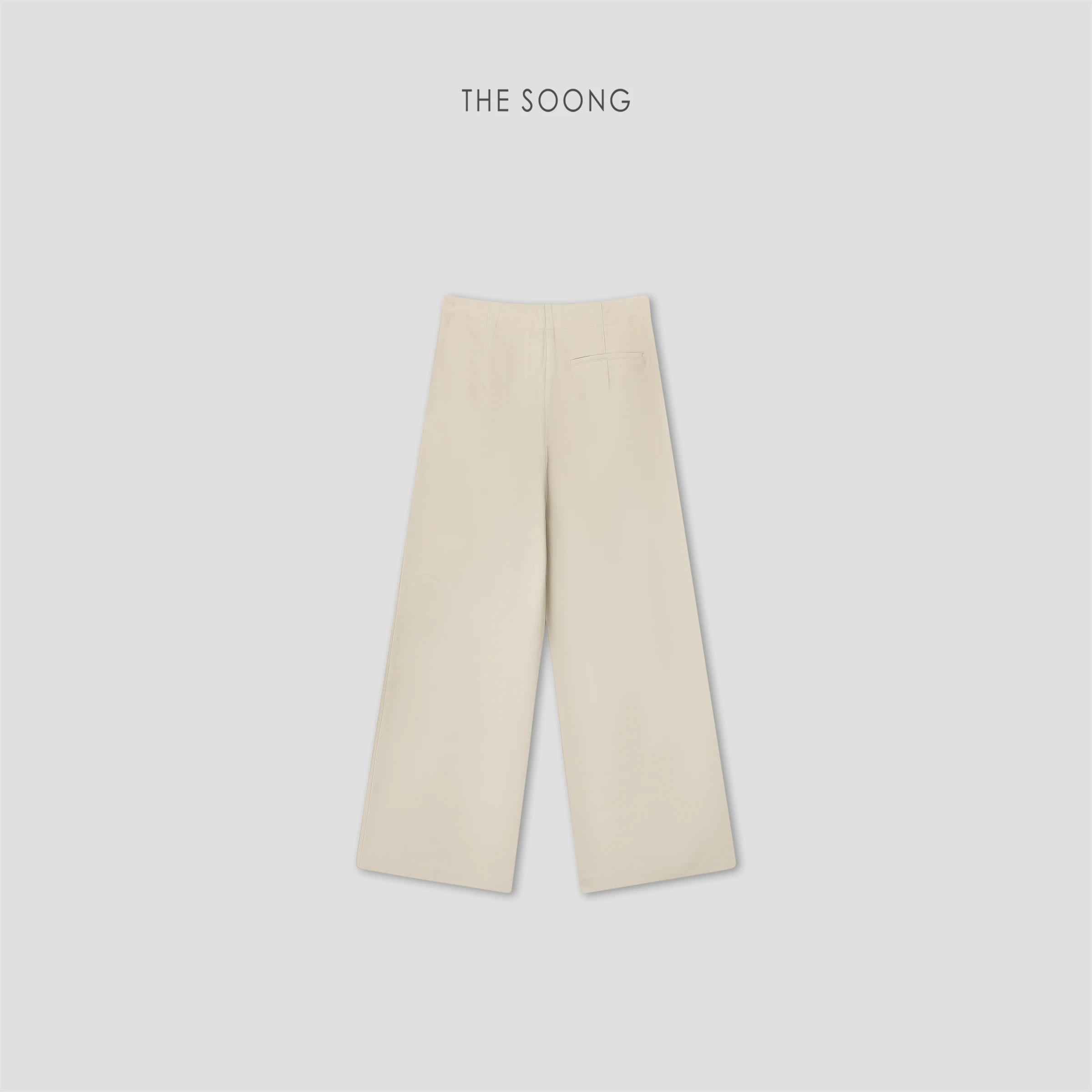 Italian-Style Trousers, 100% Cotton High-Waisted Relaxed Wide-Leg Draped Straight-Leg Pants alternate view