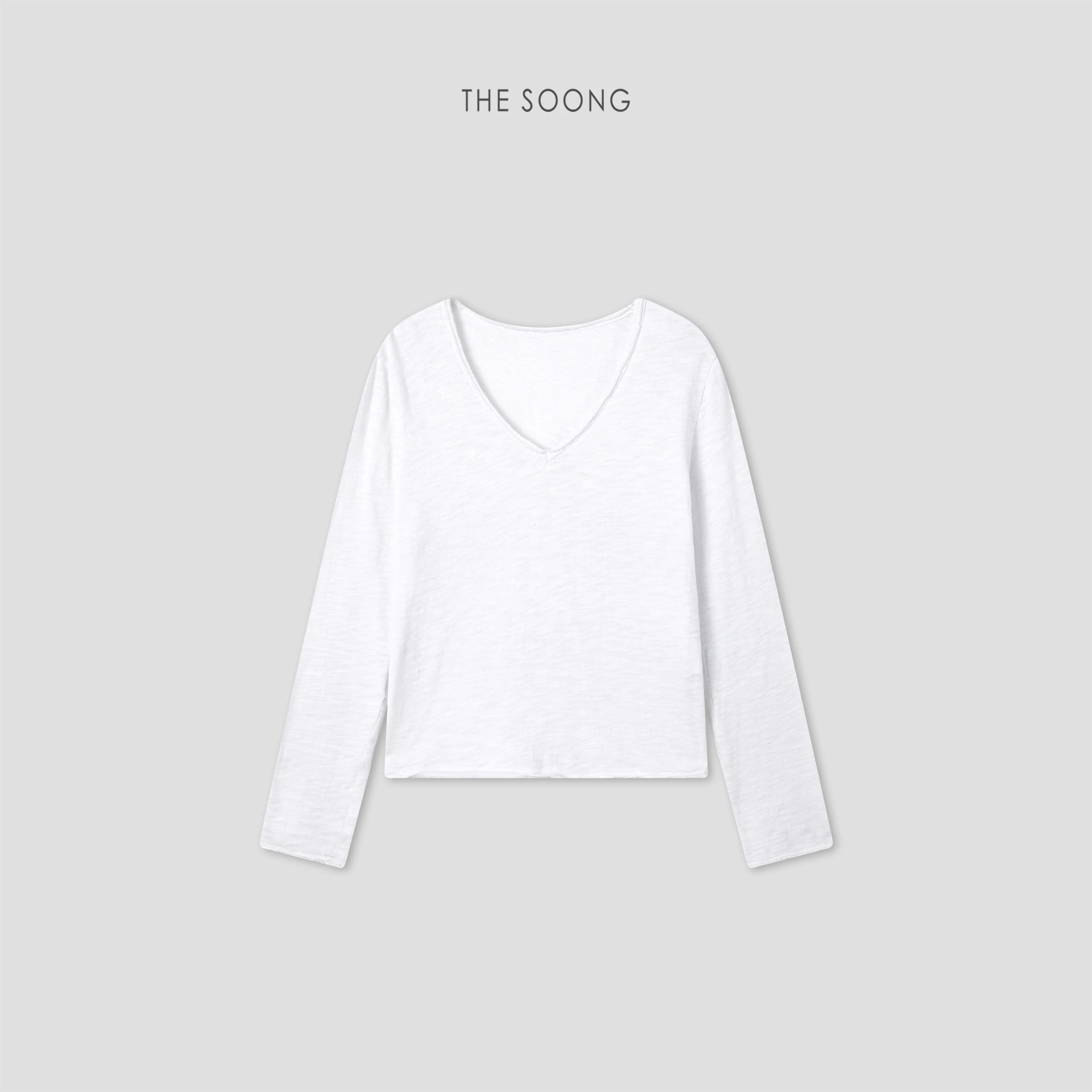 Snow Fleece Early-Fall 100% Cotton Brushed Soft V-Neck Long-Sleeve Layering Top alternate view