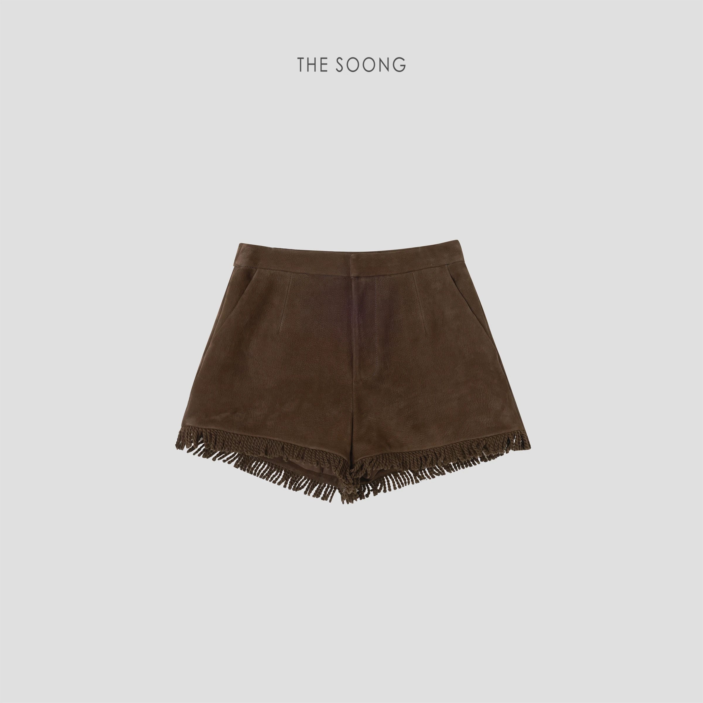 Fringe Shorts in Imported South African Uncoated Sheepskin Leather, High-Waisted Matte Finish