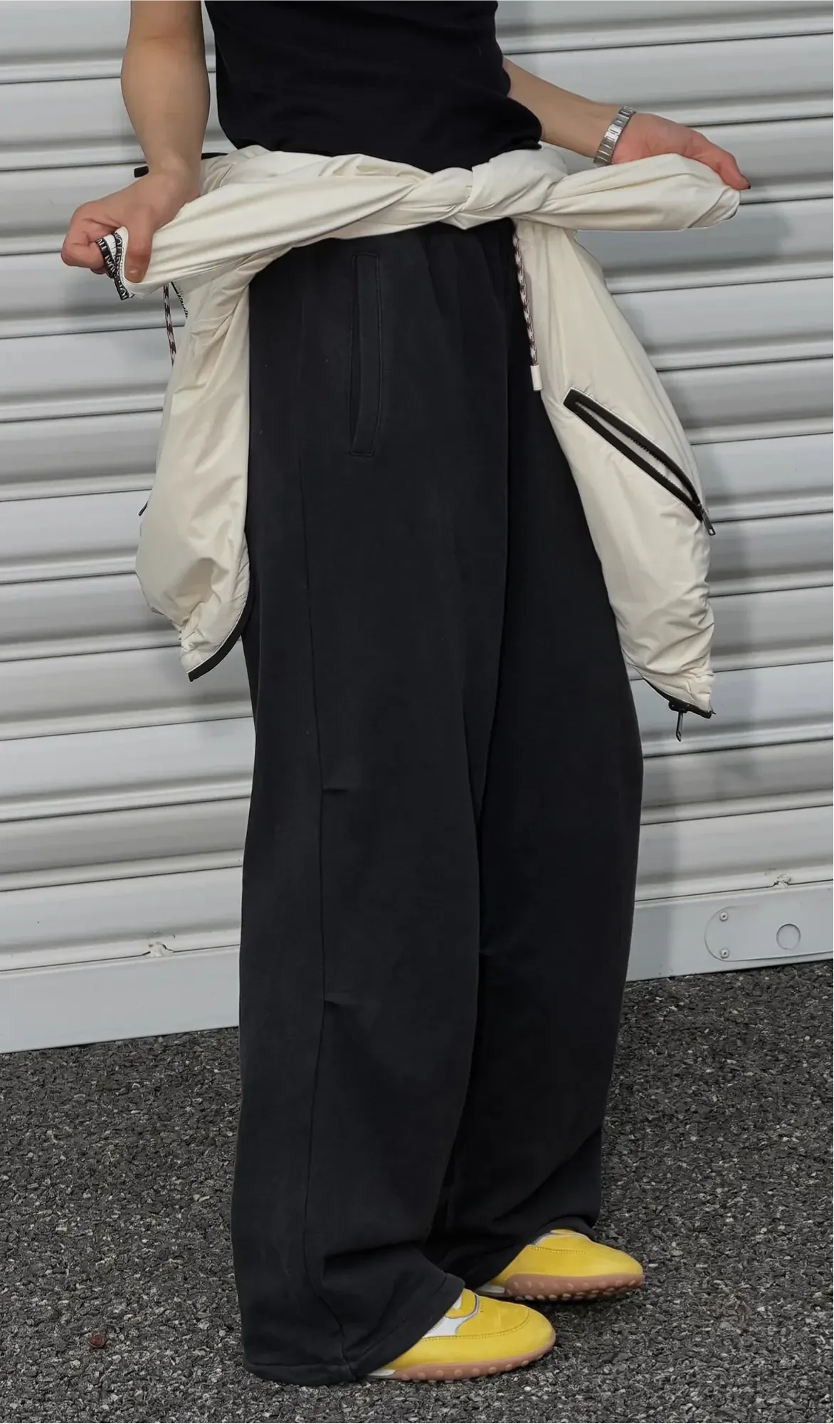 Vintage American-Style Light Utility Women’s Autumn/Winter 100% Cotton Elastic-Waist Mid-Rise Sweatpants alternate view