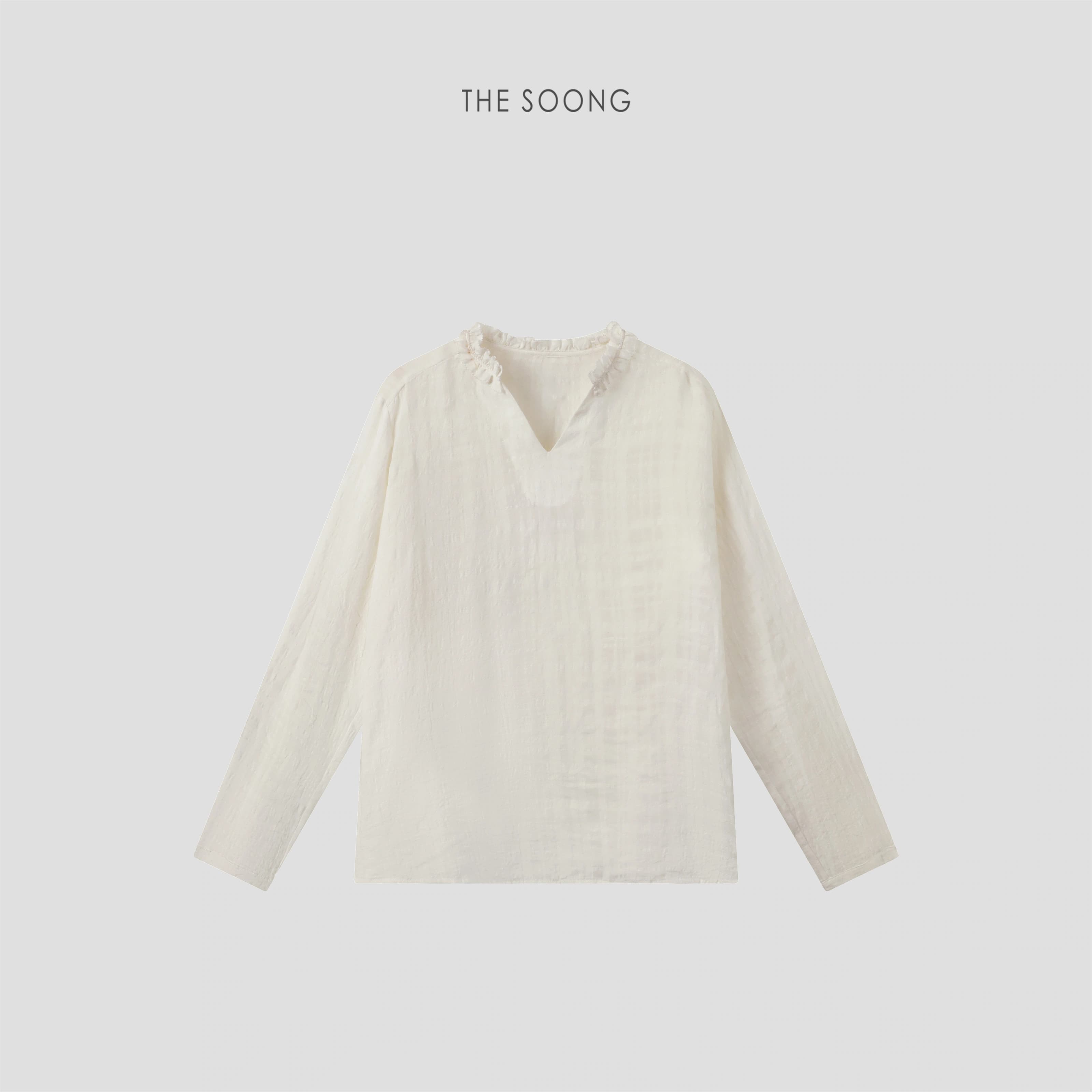 THESOONG Lyocell Linen V Long-Sleeve Shirt 8762
