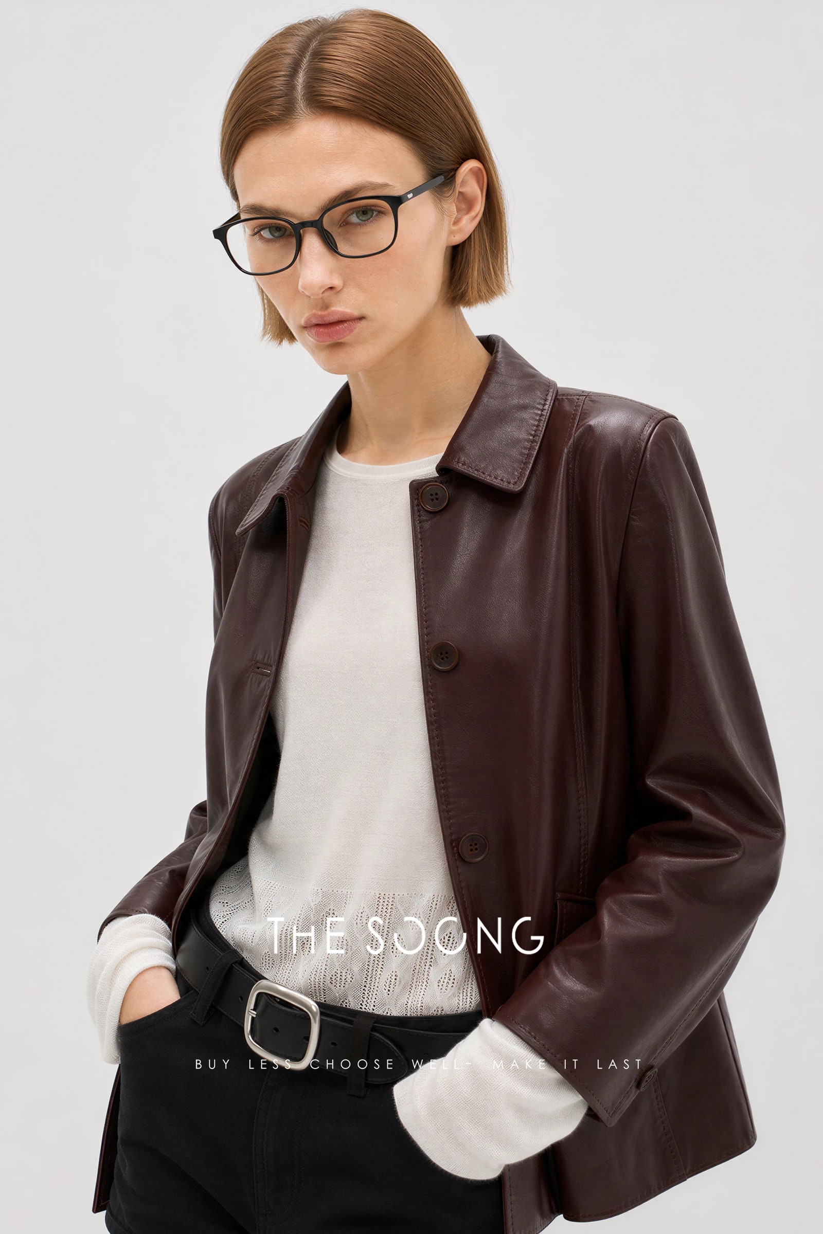 THESOONG “Cherry Red” Vintage Handmade Lambskin Leather Jacket - 9146 alternate view