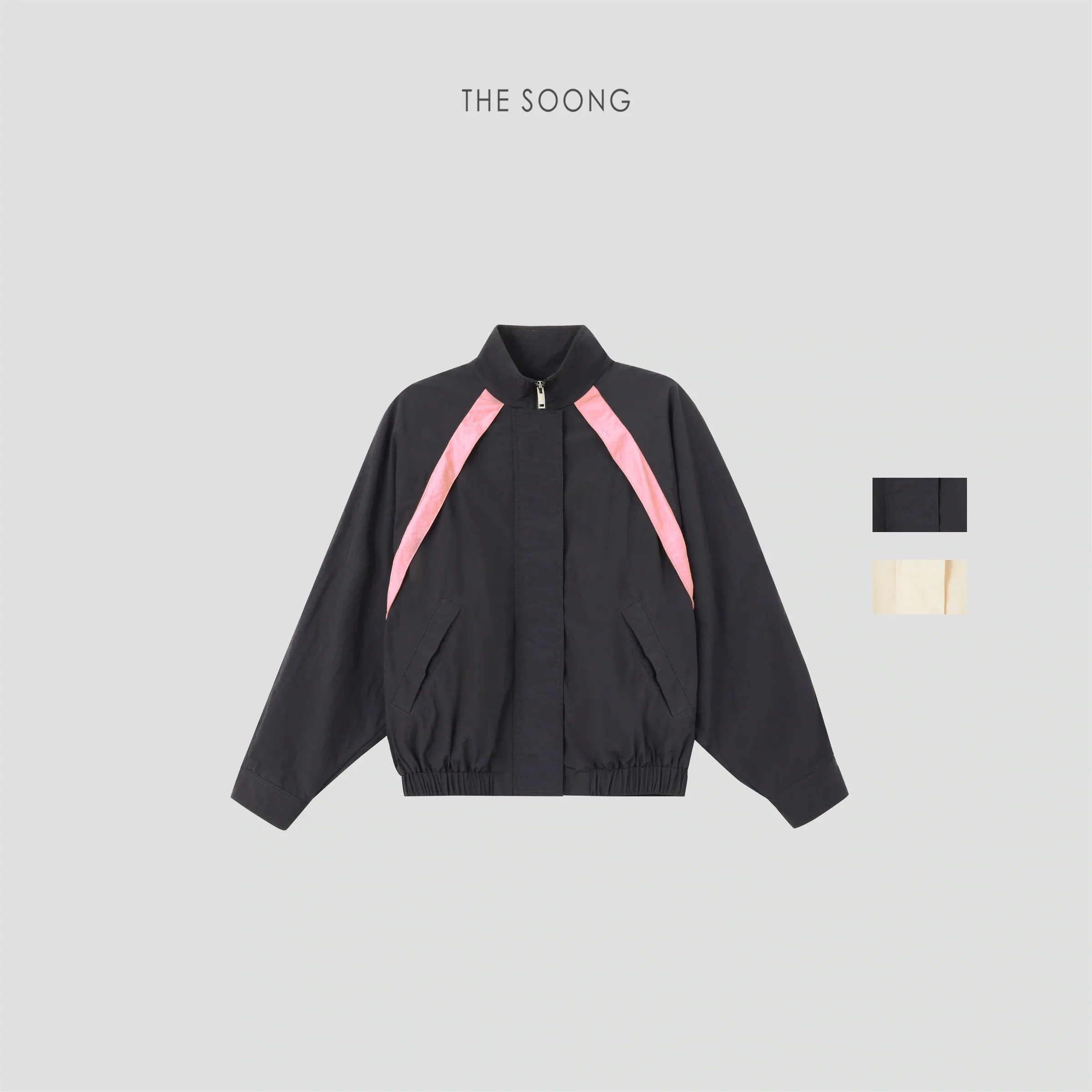 THESOONG “Neon Jacket” 90s Classic Windproof Stand-Collar Cropped Jacket - 8923