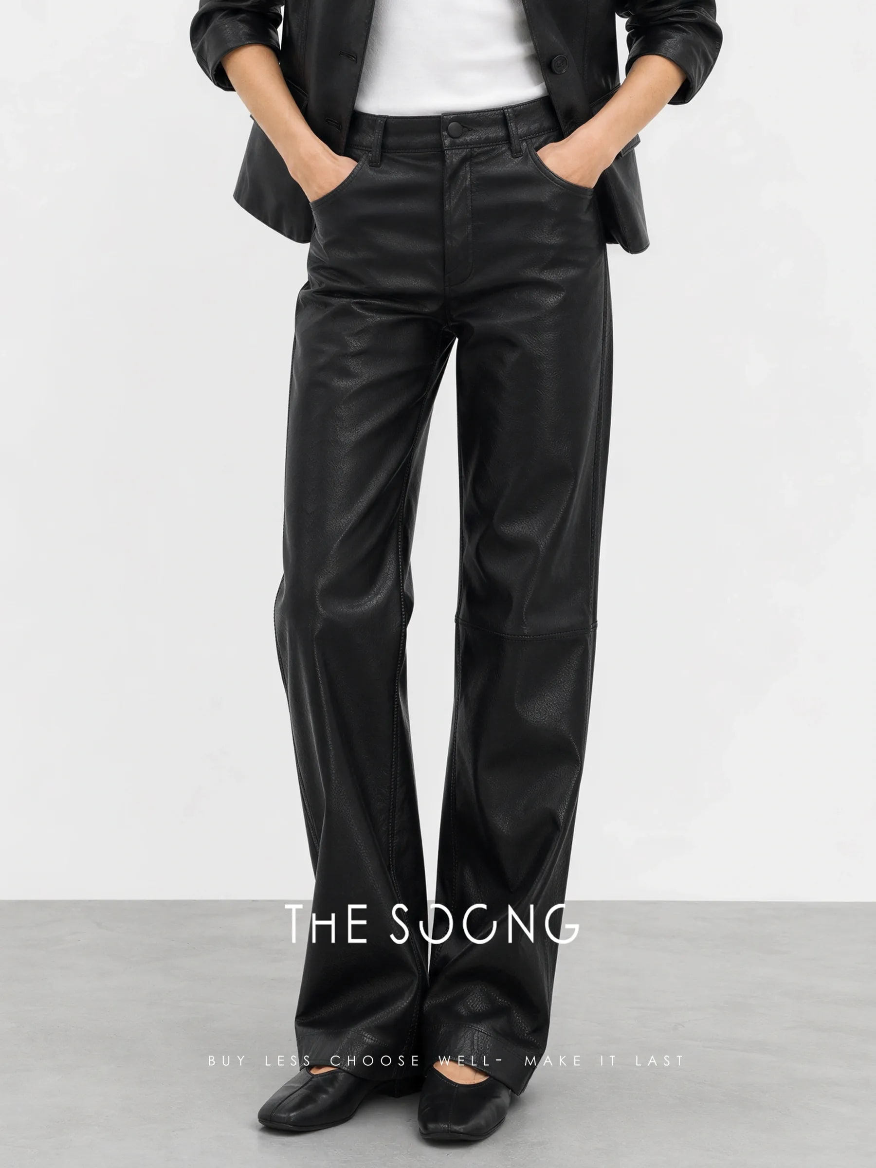 THESOONG “Matte Edge” British Lambskin Mid-Rise Flared Leather Pants - 9145 alternate view