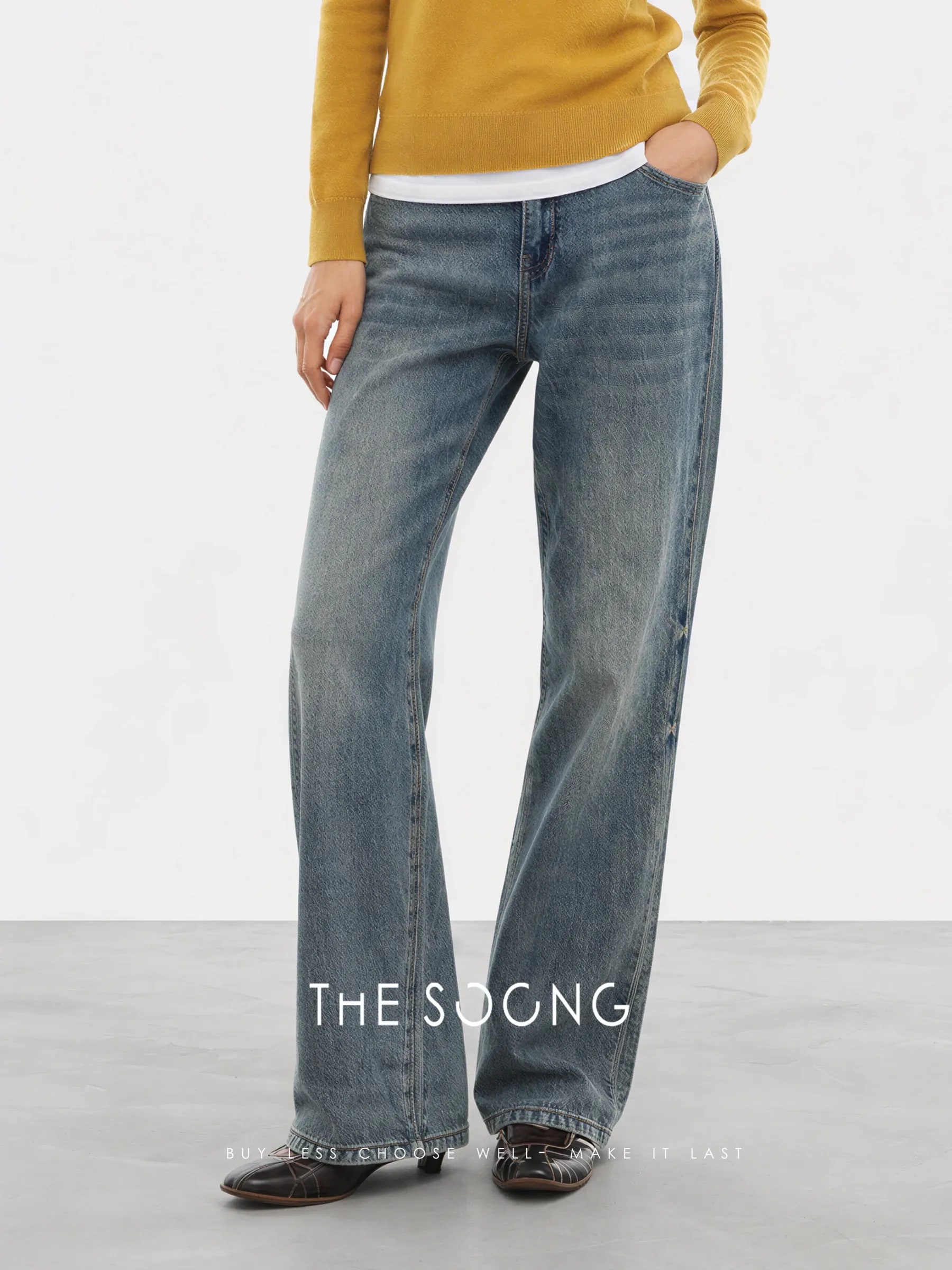 THESOONG Vintage 13.5oz Heavyweight Cotton-Blend Washed Jeans - 8256 alternate view
